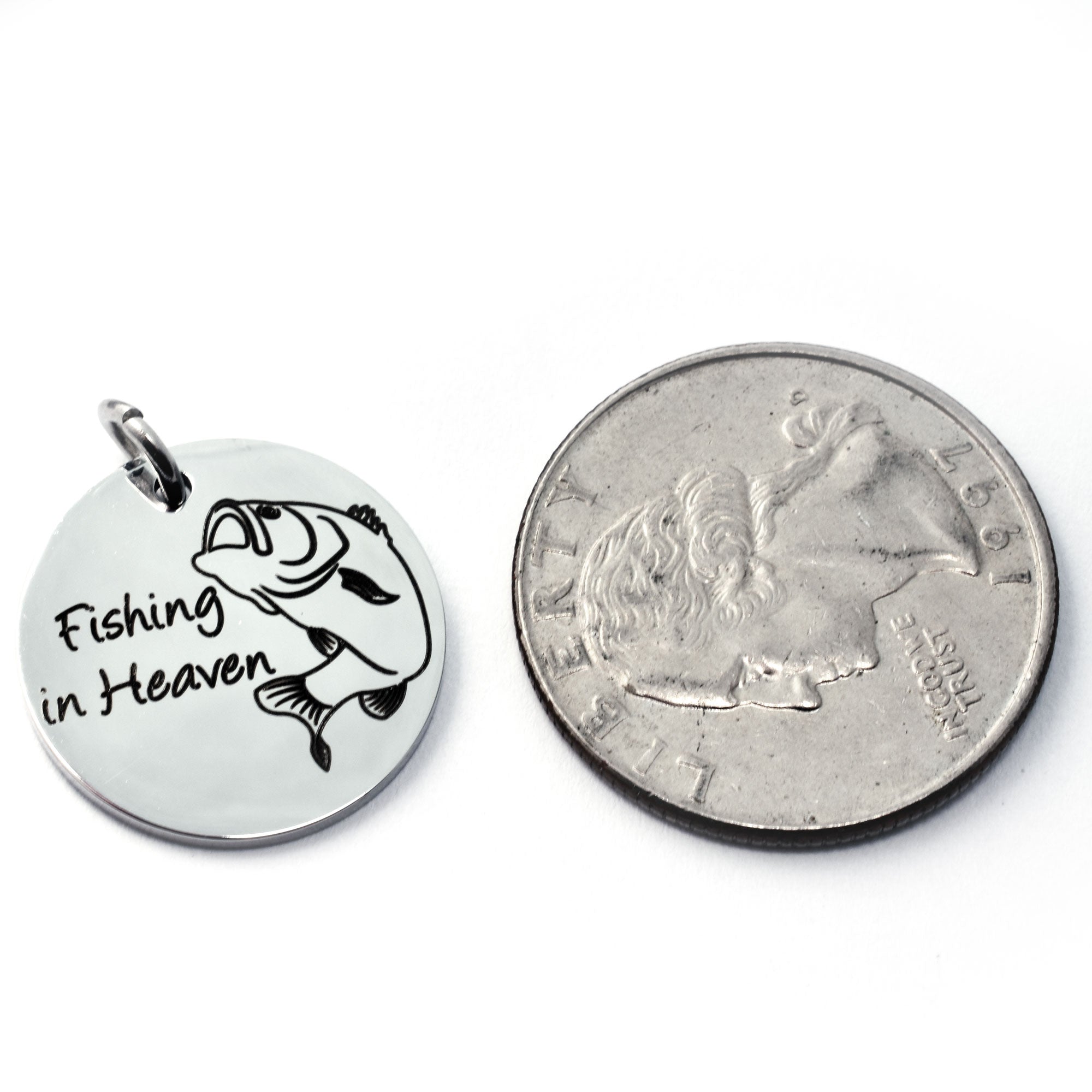 Fishing in Heaven, Stainless Steel, Laser Engraved Charm – Sarah & Essie