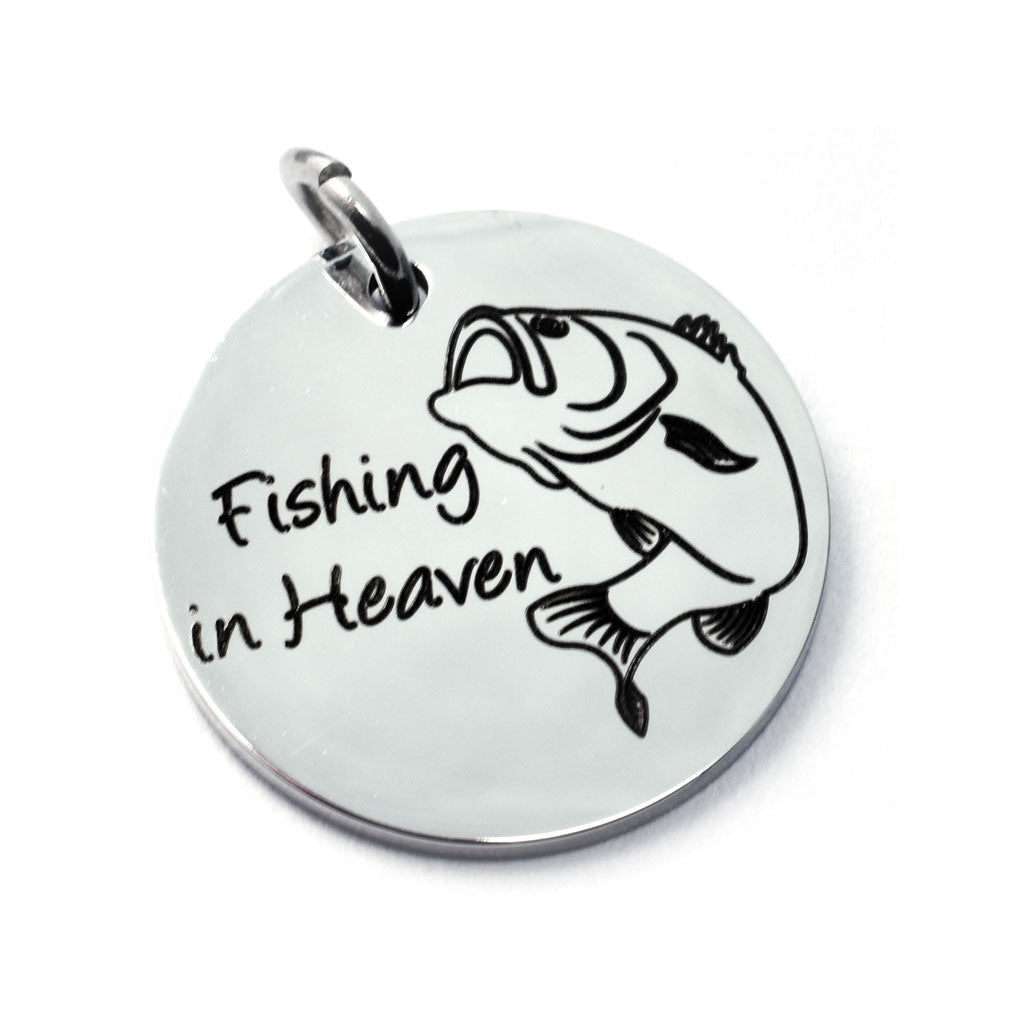 Fishing in Heaven, Stainless Steel, Laser Engraved Charm – Sarah