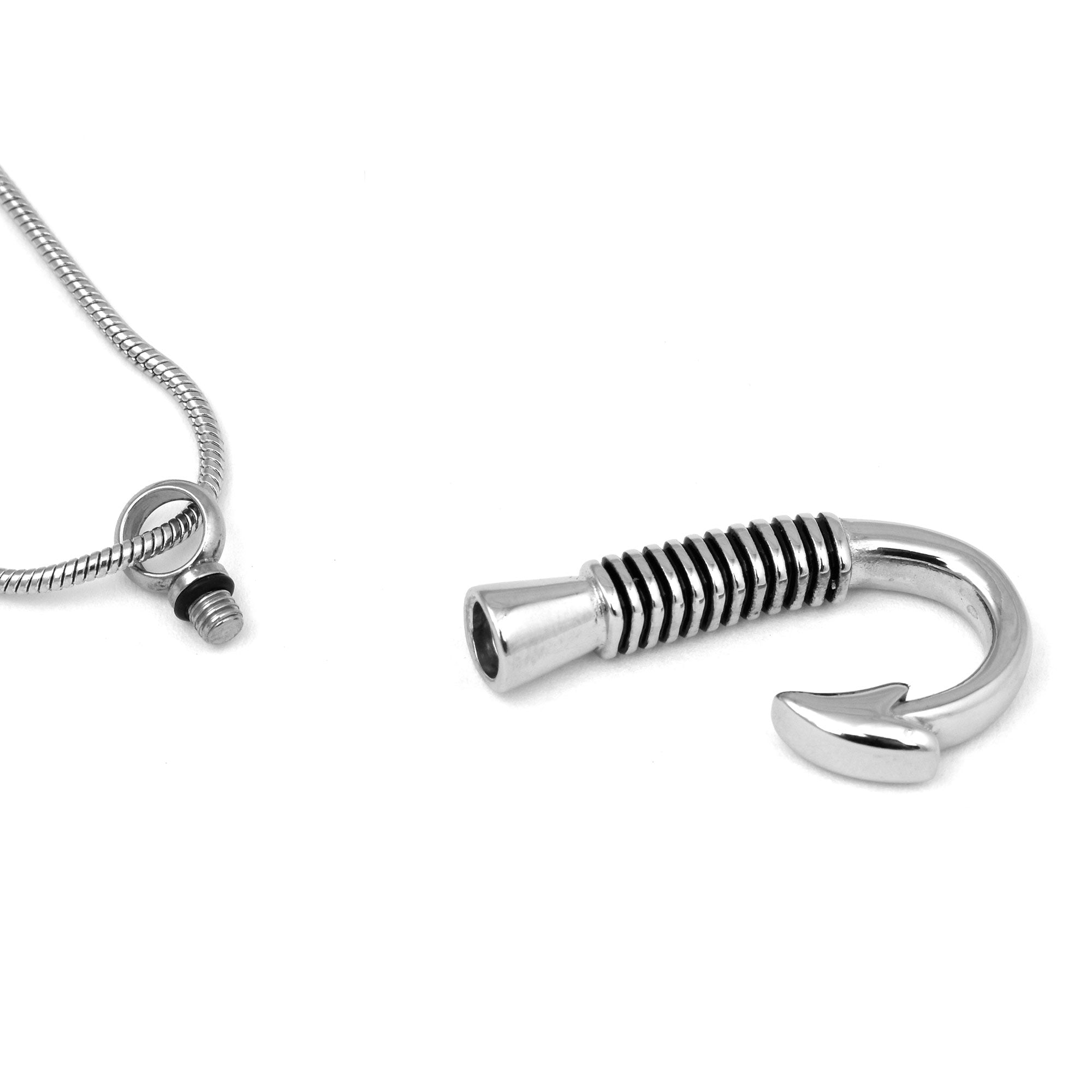 Fishing Hook Urn Necklace, Stainless Steel, Silver – Sarah & Essie