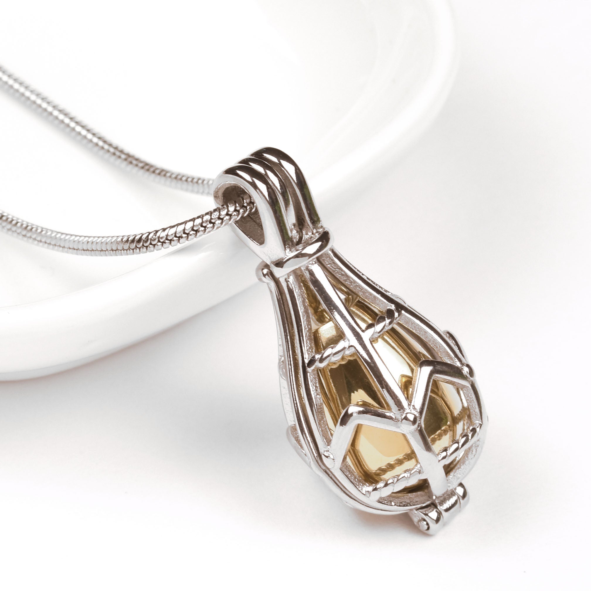 Timeless Teardrop 14k White Gold Cremation Jewelry - Perfect Memorials