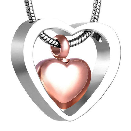 Heart in Heart Urn Necklace Sarah & Essie Rose Gold 