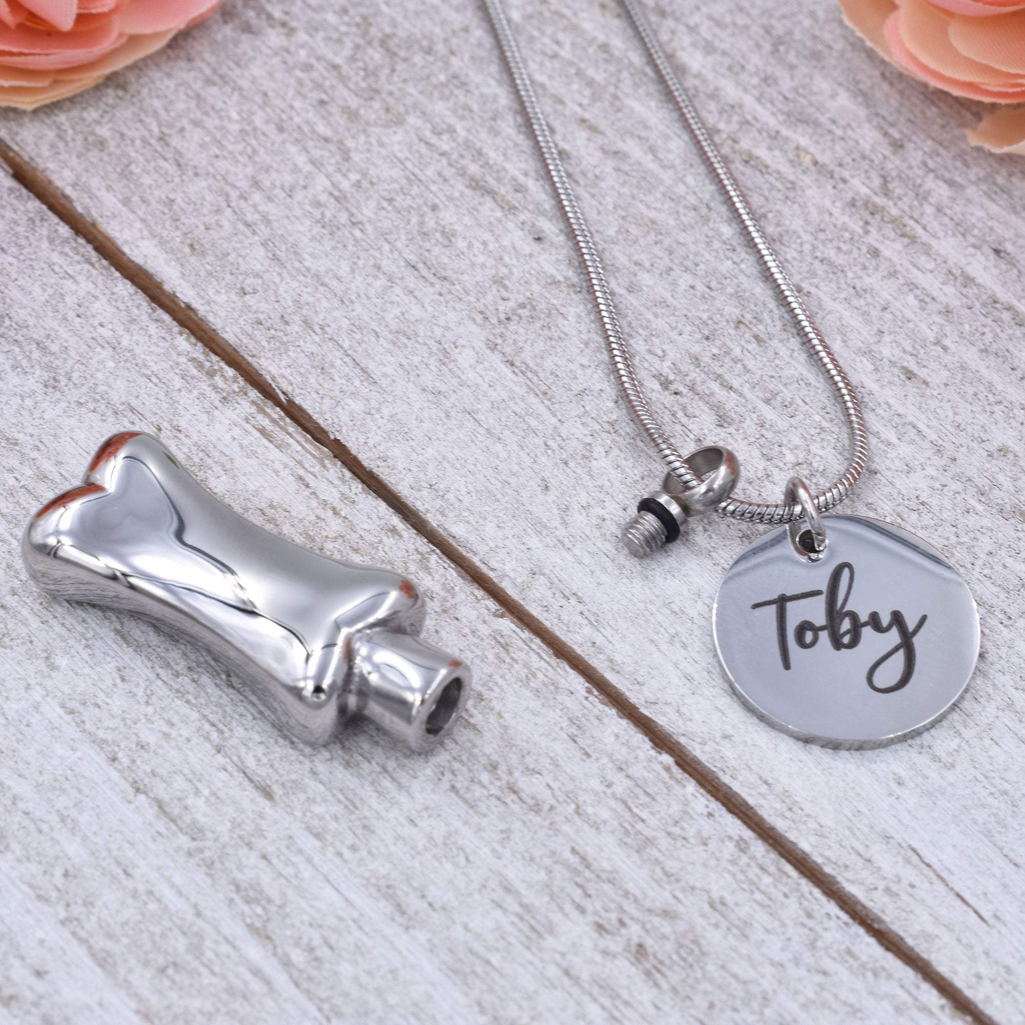 Dog Bone Urn with Name Urn Necklace Sarah & Essie 