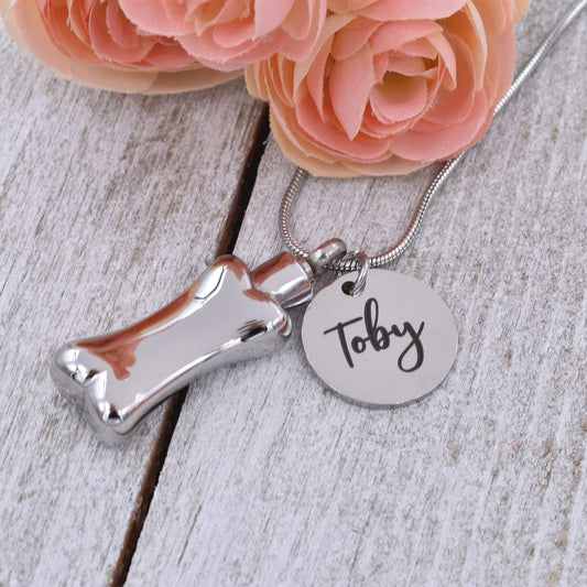 Dog Bone Urn with Name Urn Necklace Sarah & Essie 