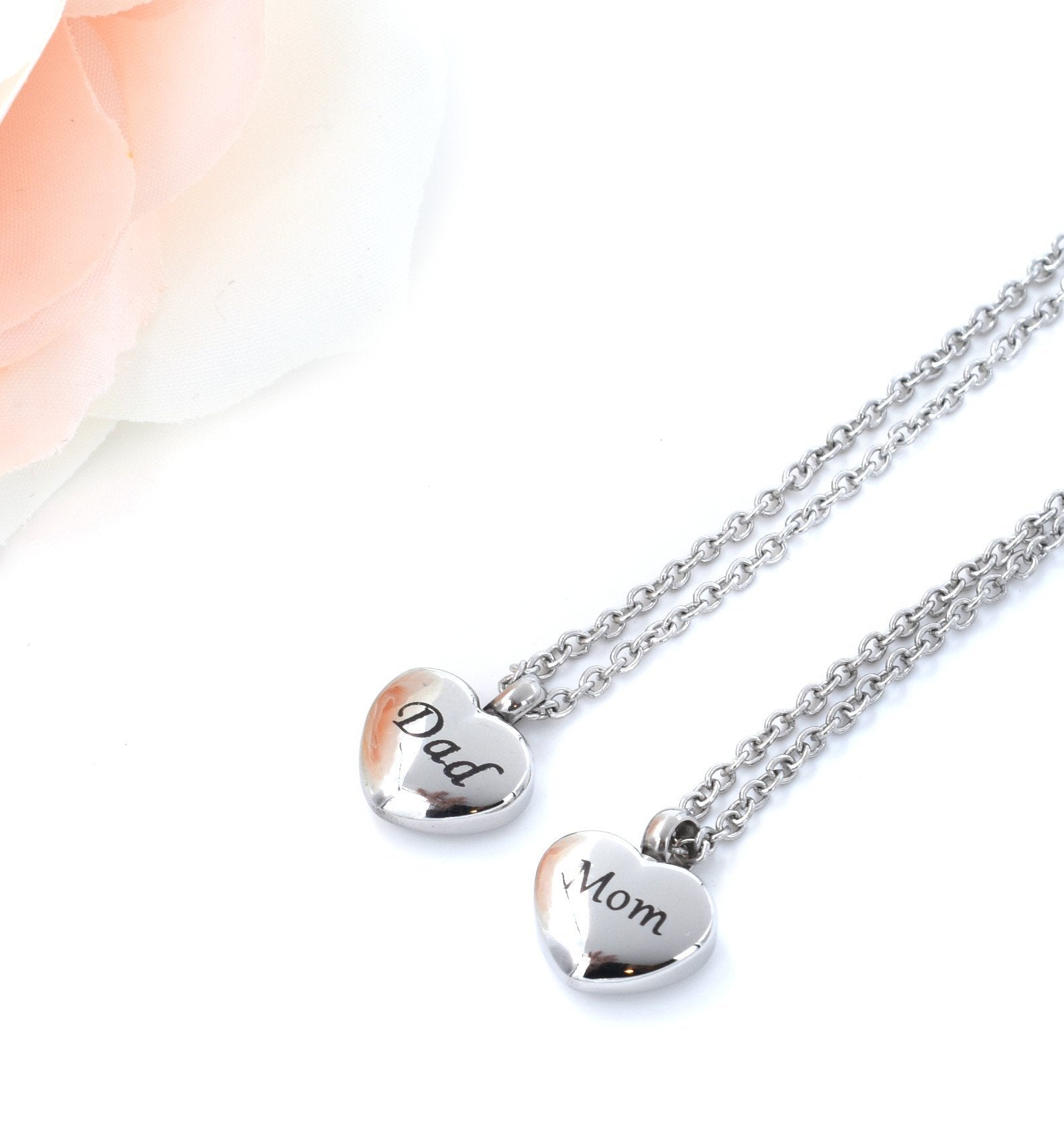 Silver Heart Urn Necklace | Dad Heart Charm | Mom Urn for Human Ashes | Small Heart Charm | Memorial Jewelry Gift | Cremation Pendant Sarah &amp; Essie 