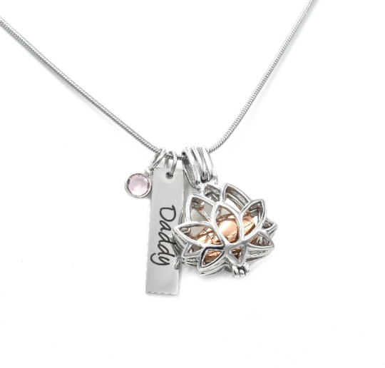 Lotus Flower with Mini Urn Cremation Jewelry Necklace Sarah Essie