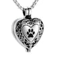 Paw Print Heart Locket Cremation Jewelry