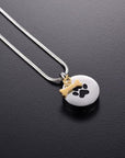 Round Paw Print with Gold Bone Urn Necklace Sarah & Essie 