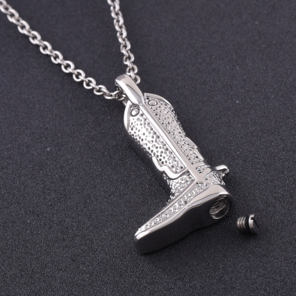 Silver Cowboy Boot Cremation Jewelry