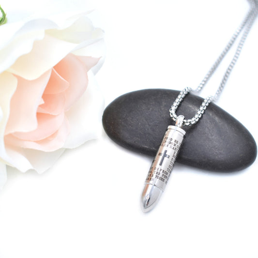 Lord's Prayer Bullet - Silver or Gold Urn Necklace Sarah & Essie Silver 