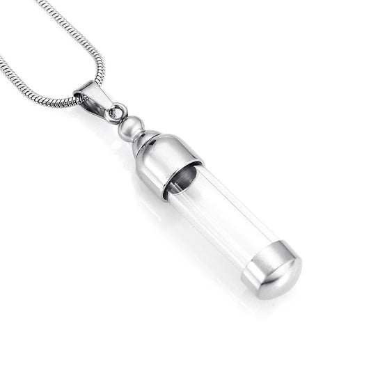 Glass and Steel Cylinder Urn Necklace Sarah & Essie 